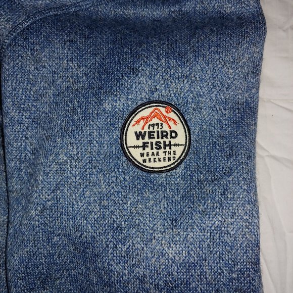 Weird Fish Sweatshirt Winter Warm Men's Size UK Small Blue tweed Henley 1/2 Zip - Picture 9 of 9
